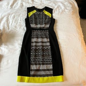 BCBGMaxazria dress with lime green accents size 4